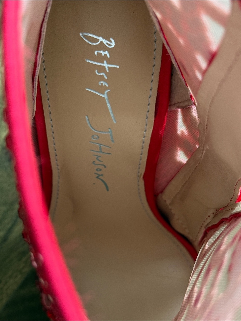Betsey Johnson Red Embellished Lace Pointed-Toe Stiletto Ankle Boots - Picture 16 of 16